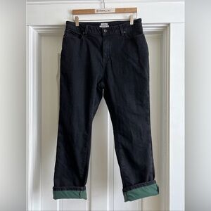 L.L. Bean straight leg fleece lined women’s jeans, black, size 14